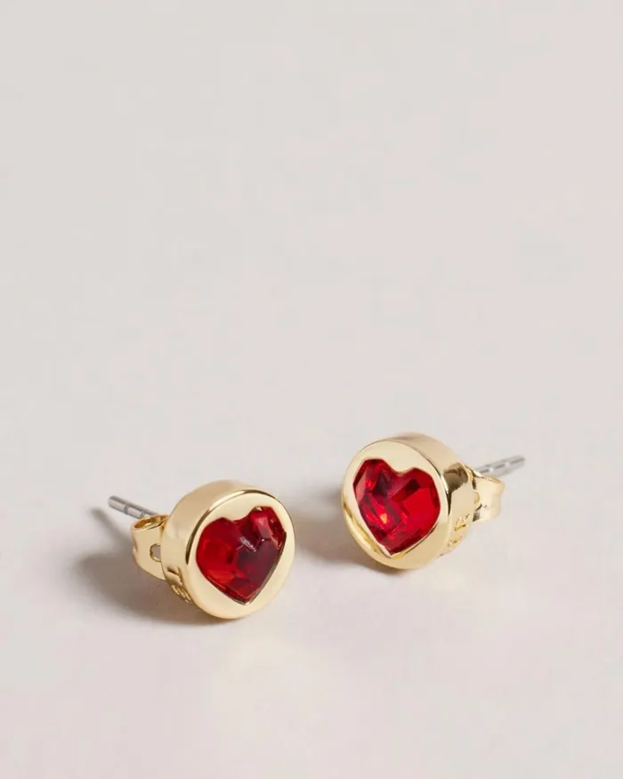 Glass Heart Stud Earrings Red Women Ted Baker Jewelry