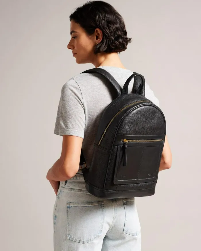 Glossy Leather Backpack Black Women Ted Baker Bags