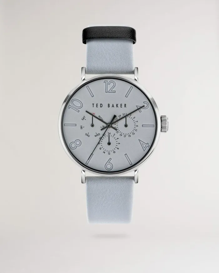 Grey Smooth Leather Strap Watch Gray Men Ted Baker Watches and Jewelry
