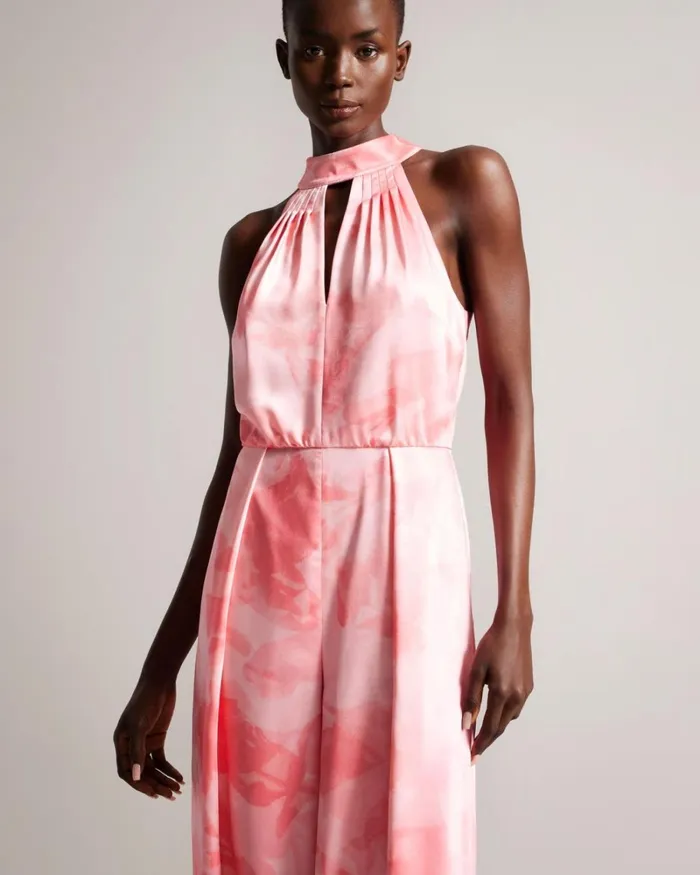 Halter Neck Wide Leg Jumpsuit Coral Women Ted Baker Dresses Halter Neck Wide Leg Jumpsuit Coral Women Ted Baker Dresses