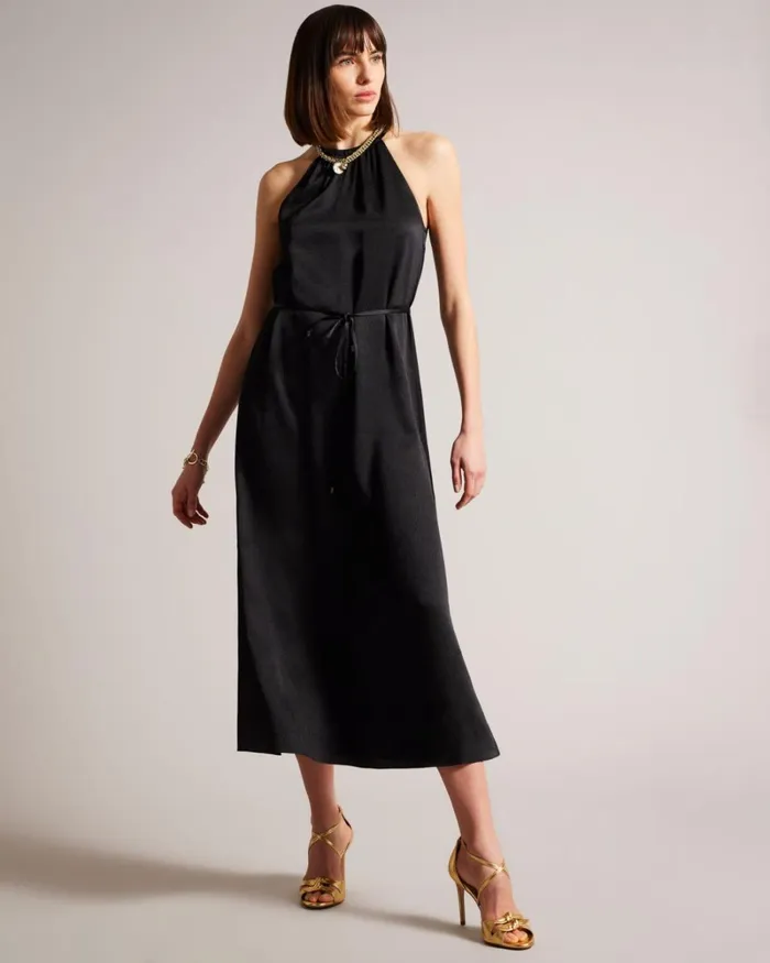 Halterneck Midaxi Dress Black Women Ted Baker Clothing Halterneck Midaxi Dress Black Women Ted Baker Clothing