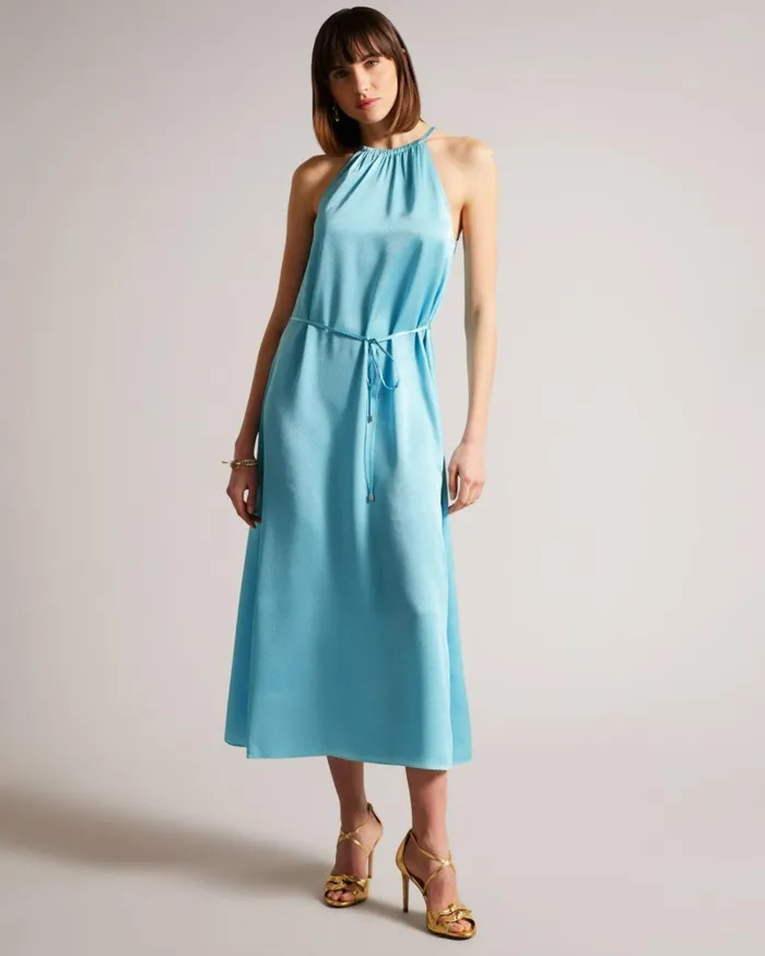 Halterneck Midaxi Dress Blue Women Ted Baker Clothing Halterneck Midaxi Dress Blue Women Ted Baker Clothing