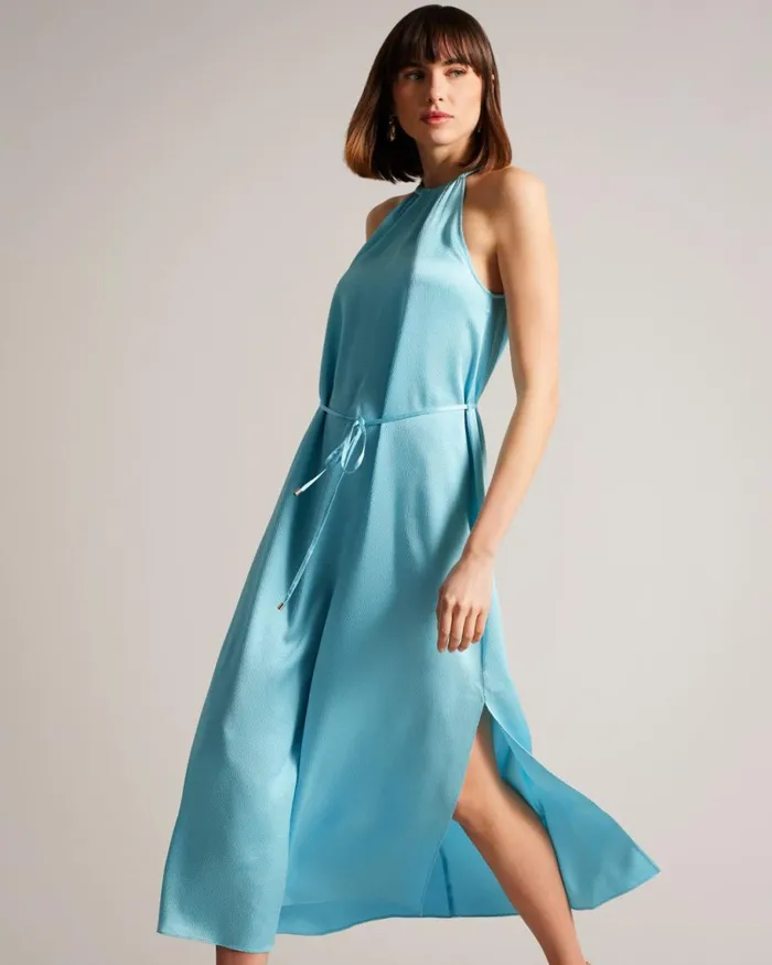 Halterneck Midaxi Dress Blue Women Ted Baker Clothing Halterneck Midaxi Dress Blue Women Ted Baker Clothing