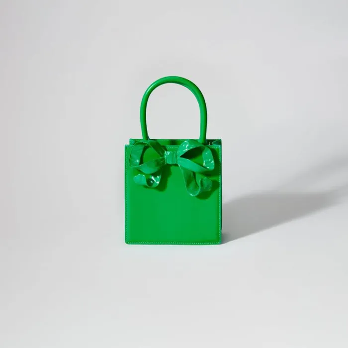 Handbags Woman SelfPortrait Green Bow Mini Tote Bag