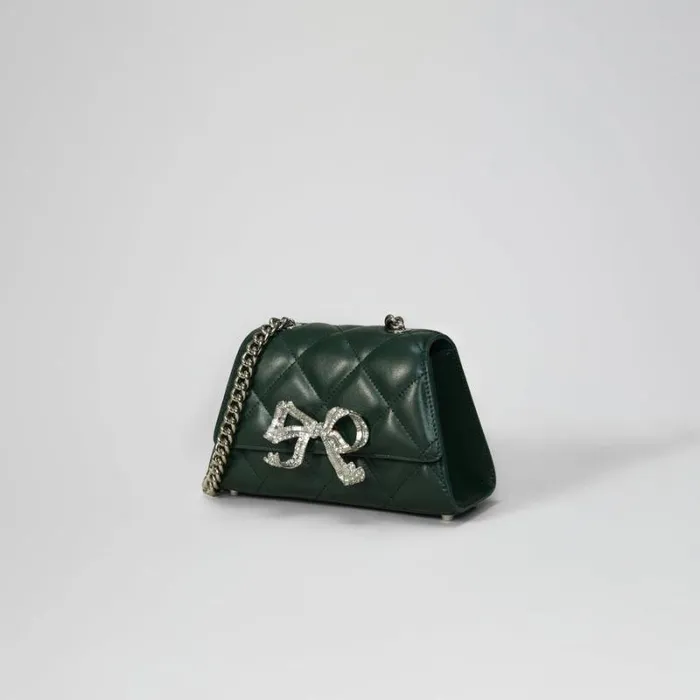 Handbags Woman SelfPortrait Green Quilted Shoulder Mini Bow Bag Handbags Woman SelfPortrait Green Quilted Shoulder Mini Bow Bag
