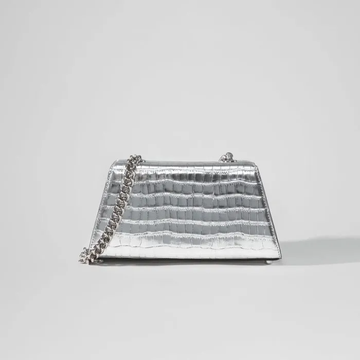 Handbags Woman SelfPortrait Silver Croc Bow Mini Shoulder Bag Handbags Woman SelfPortrait Silver Croc Bow Mini Shoulder Bag