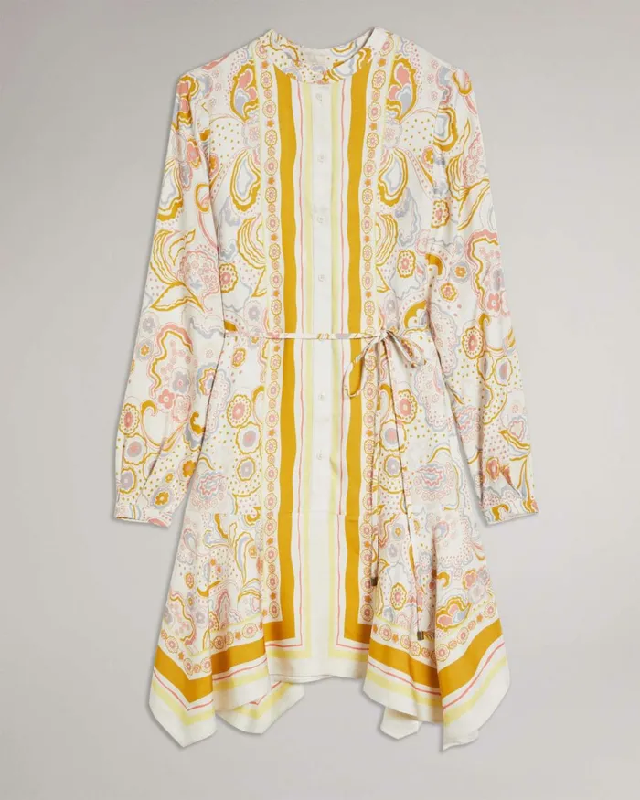 Handkerchief Hem Shirt Dress Yellow Women Ted Baker Dresses
