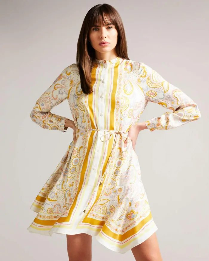 Handkerchief Hem Shirt Dress Yellow Women Ted Baker Dresses Handkerchief Hem Shirt Dress Yellow Women Ted Baker Dresses