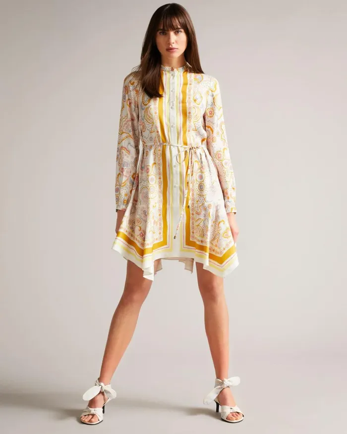Handkerchief Hem Shirt Dress Yellow Women Ted Baker Dresses Handkerchief Hem Shirt Dress Yellow Women Ted Baker Dresses