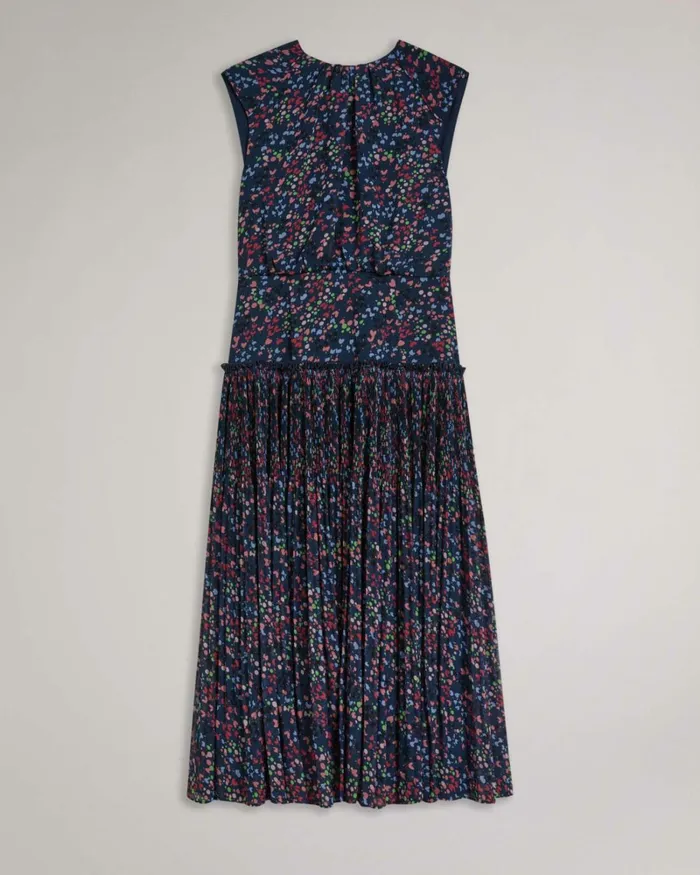 Heart Print Sleeveless Midi Dress Dark Navy Women Ted Baker Clothing