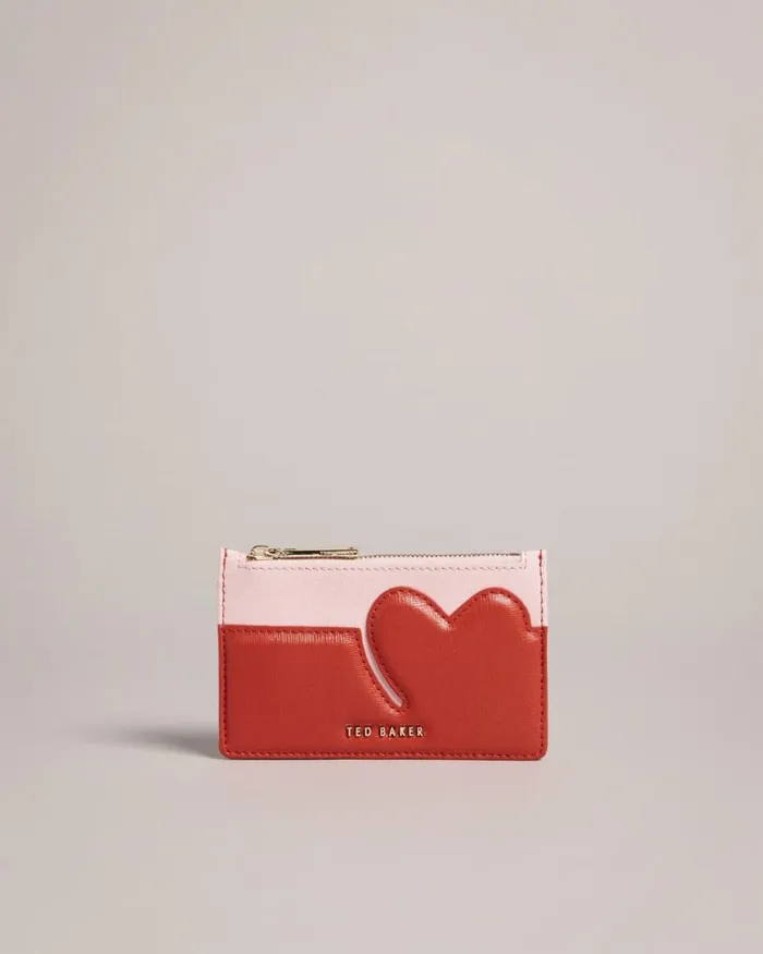 Heart Zip Card Holder Pale Pink Women Ted Baker Wallets and Card Holders