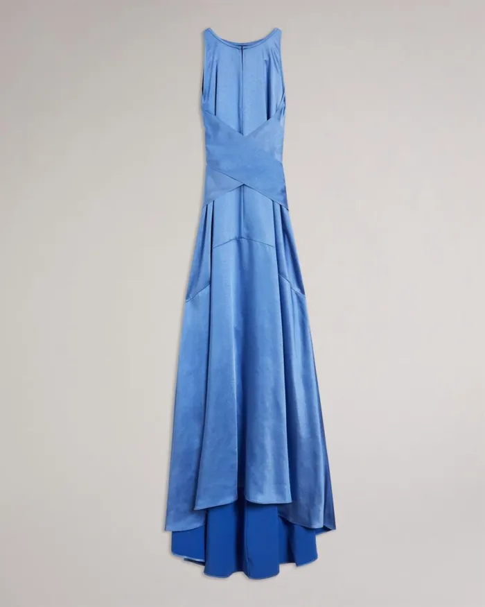 High Low Halter Dress With Integral Tie Light Blue Women Ted Baker Dresses