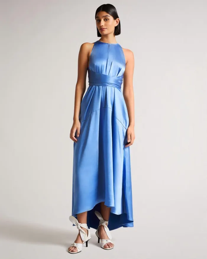 High Low Halter Dress With Integral Tie Light Blue Women Ted Baker Dresses High Low Halter Dress With Integral Tie Light Blue Women Ted Baker Dresses