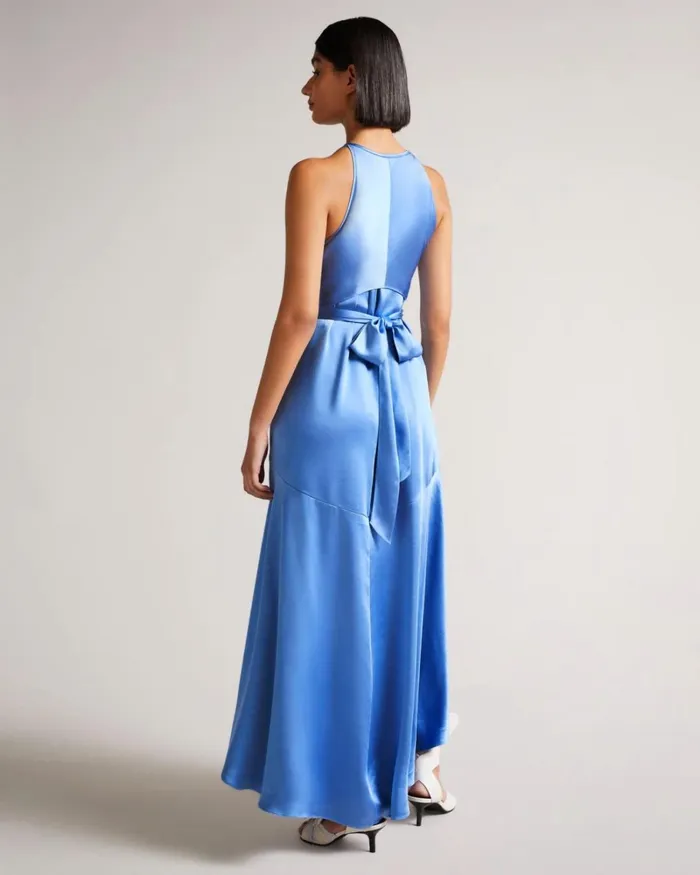 High Low Halter Dress With Integral Tie Light Blue Women Ted Baker Dresses High Low Halter Dress With Integral Tie Light Blue Women Ted Baker Dresses