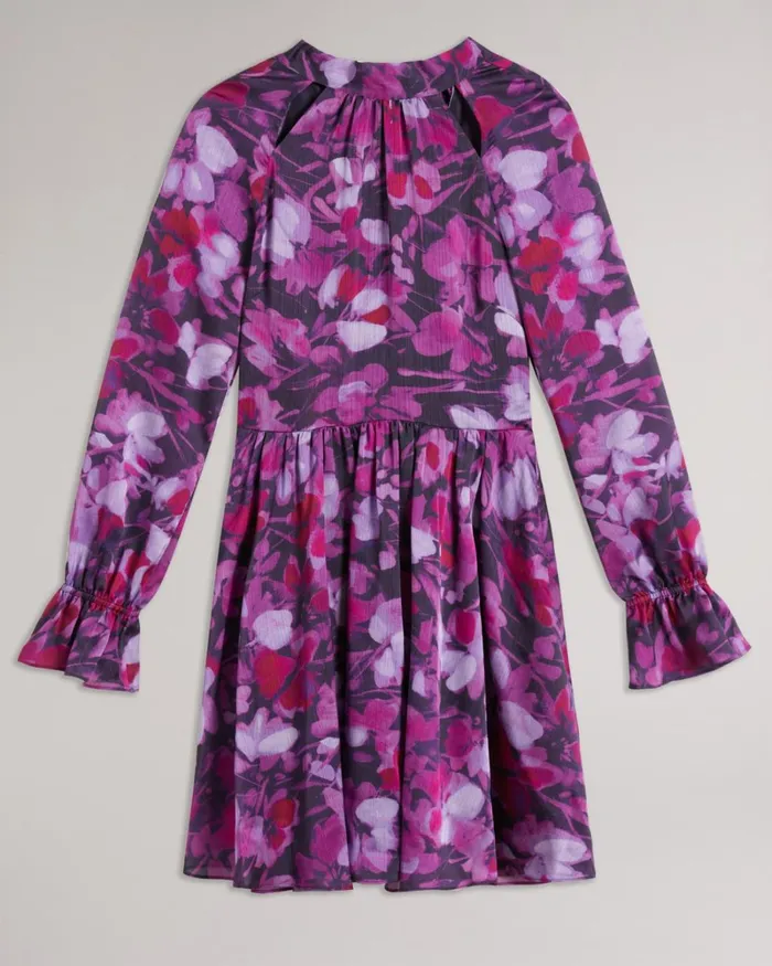 High Neck Fit And Flare Mini Dress Purple Women Ted Baker Clothing