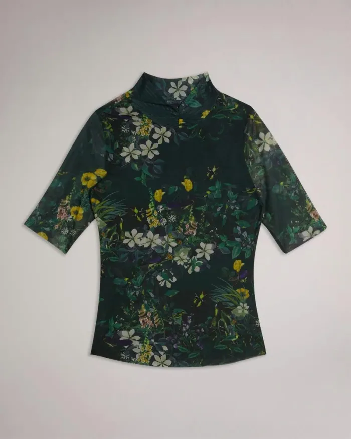 High Neck Mesh Top Black Women Ted Baker Clothing