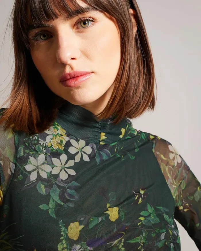 High Neck Mesh Top Black Women Ted Baker Clothing