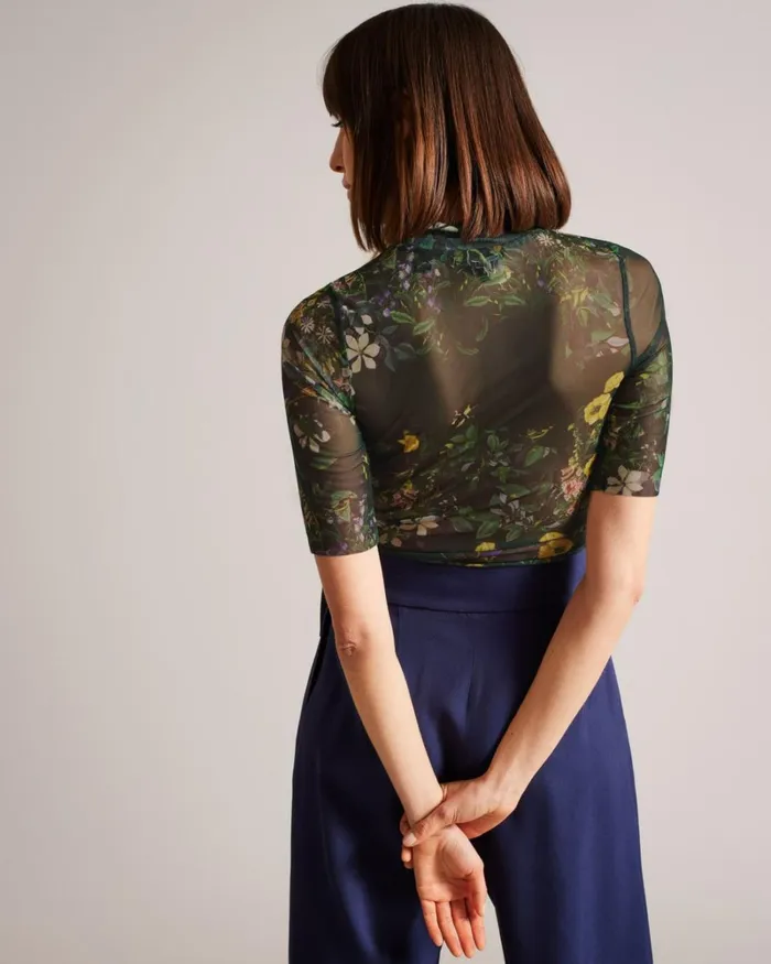 High Neck Mesh Top Black Women Ted Baker Clothing