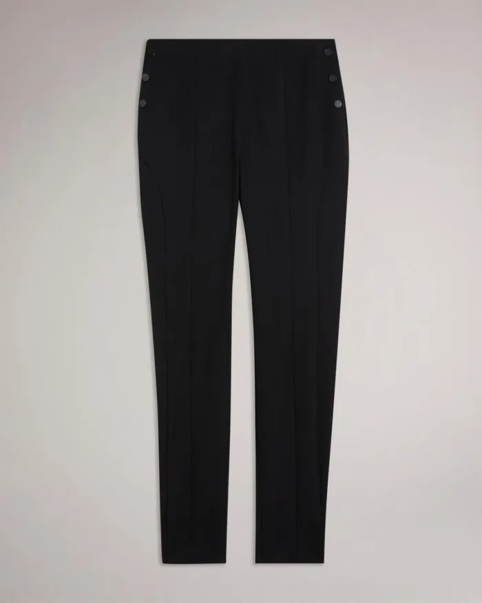 High Waisted Trousers With Faux Poppers Black Women Ted Baker Clothing