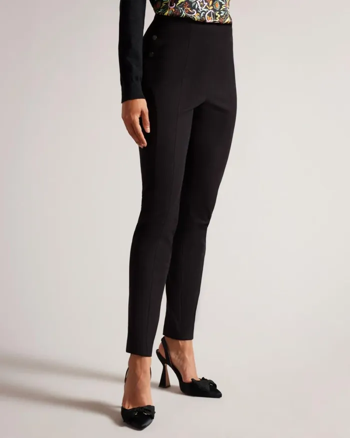 High Waisted Trousers With Faux Poppers Black Women Ted Baker Clothing High Waisted Trousers With Faux Poppers Black Women Ted Baker Clothing