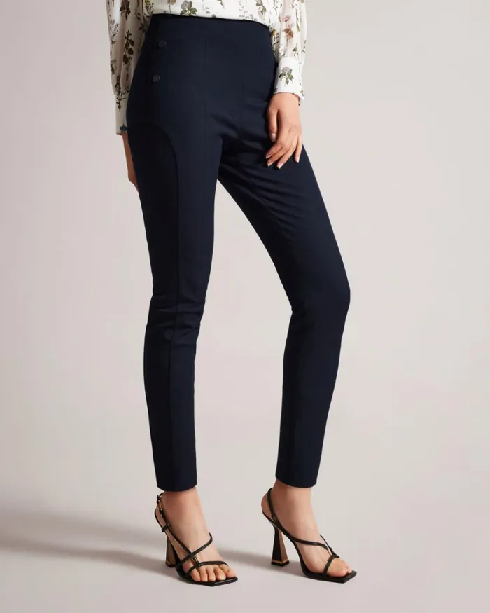 High Waisted Trousers With Faux Poppers Navy Women Ted Baker Clothing High Waisted Trousers With Faux Poppers Navy Women Ted Baker Clothing