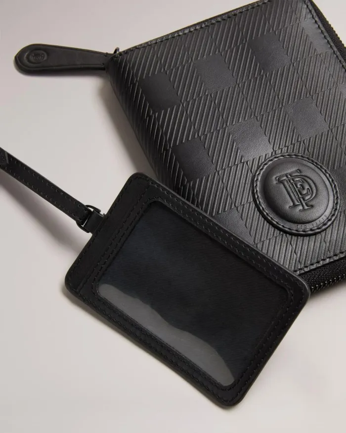 House Check Leather Travel Set Black Men Ted Baker Suitcases and Travel Bags