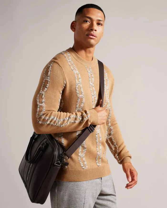 House Check PU Document Bag BrownChocolate Men Ted Baker Document Bags House Check PU Document Bag BrownChocolate Men Ted Baker Document Bags
