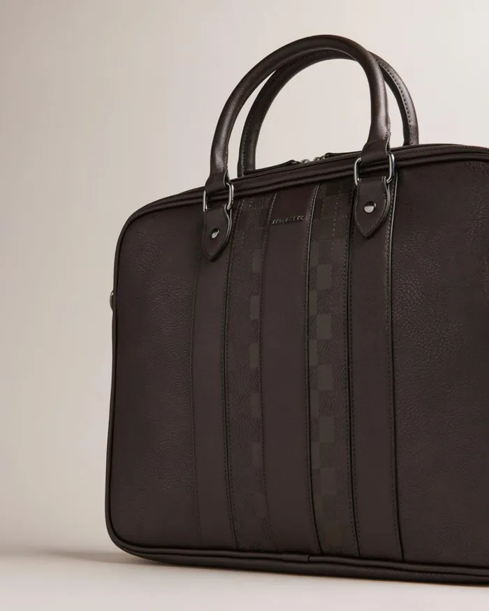 House Check PU Document Bag BrownChocolate Men Ted Baker Document Bags House Check PU Document Bag BrownChocolate Men Ted Baker Document Bags