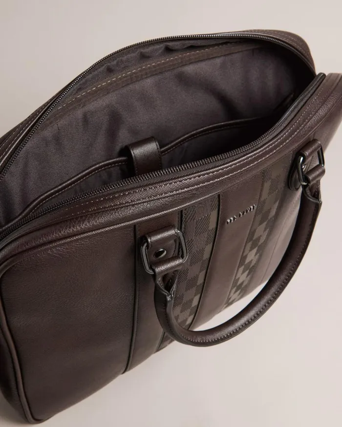House Check PU Document Bag BrownChocolate Men Ted Baker Document Bags House Check PU Document Bag BrownChocolate Men Ted Baker Document Bags