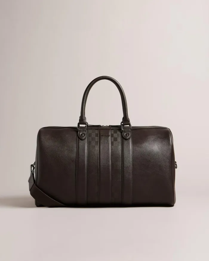 House Check PU Holdall BrownChocolate Men Ted Baker Duffel Bags