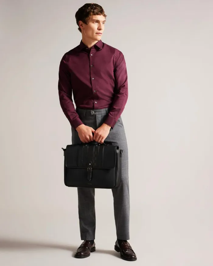 House Check PU Satchel Black Men Ted Baker Document Bags