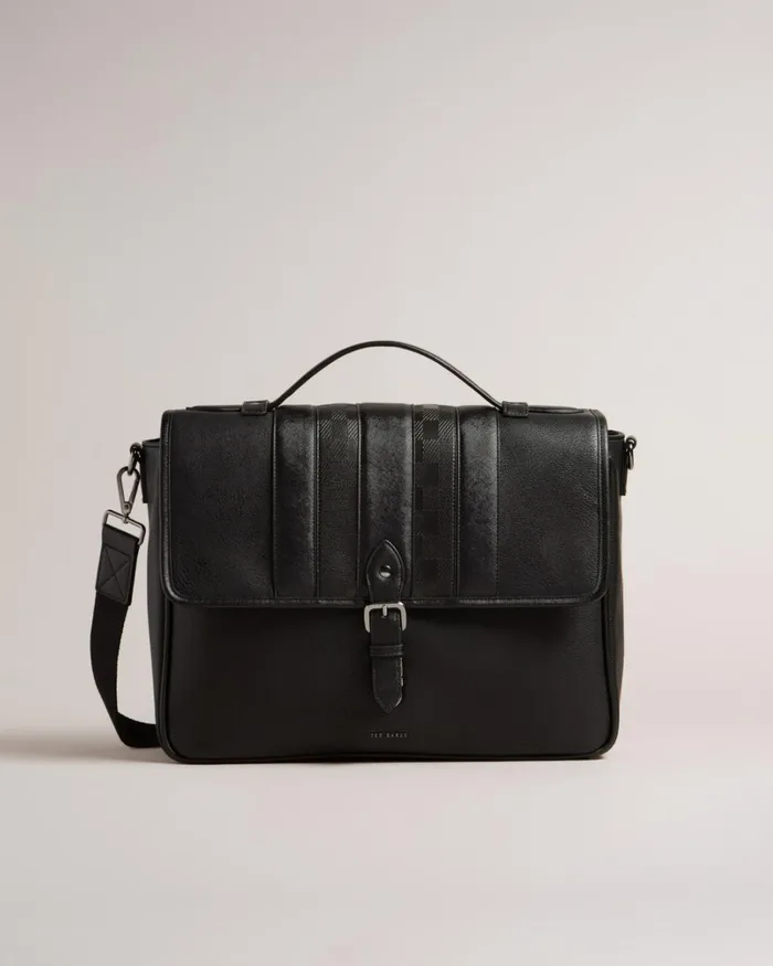 House Check PU Satchel Black Men Ted Baker Document Bags House Check PU Satchel Black Men Ted Baker Document Bags