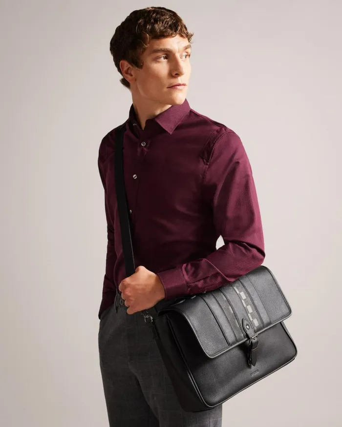 House Check PU Satchel Black Men Ted Baker Document Bags House Check PU Satchel Black Men Ted Baker Document Bags