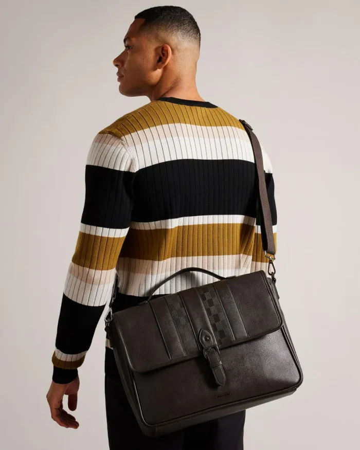 House Check PU Satchel BrownChocolate Men Ted Baker Document Bags House Check PU Satchel BrownChocolate Men Ted Baker Document Bags