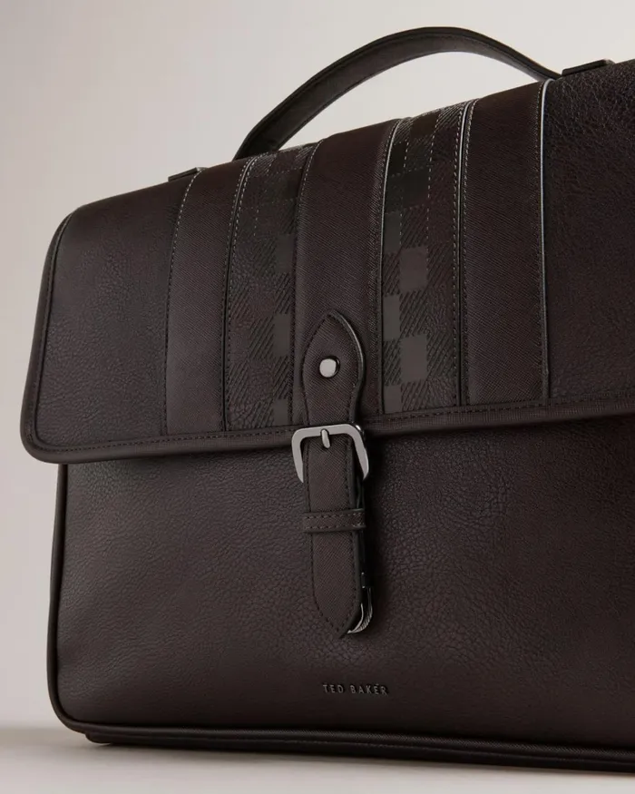 House Check PU Satchel BrownChocolate Men Ted Baker Document Bags House Check PU Satchel BrownChocolate Men Ted Baker Document Bags