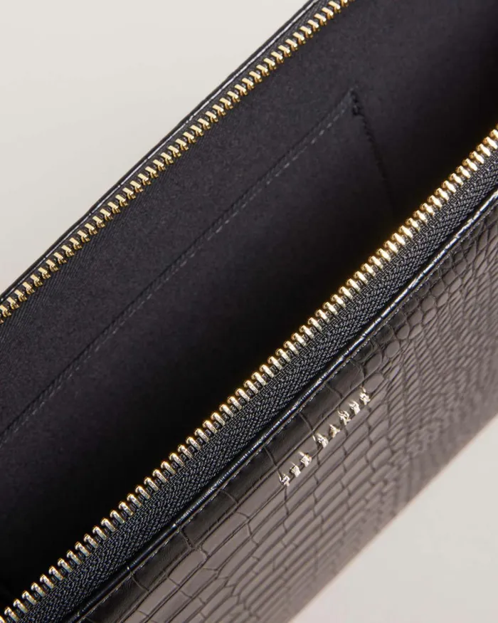 Imitation Croc 13x27 Laptop Case Black Women Ted Baker Bags