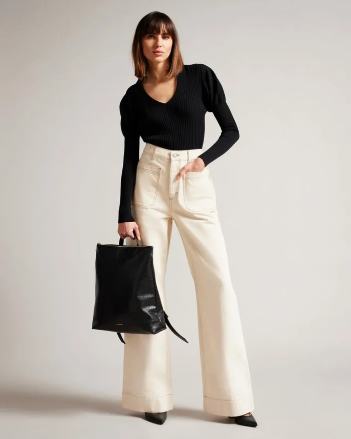 Imitation Croc Large Backpack Black Women Ted Baker Bags