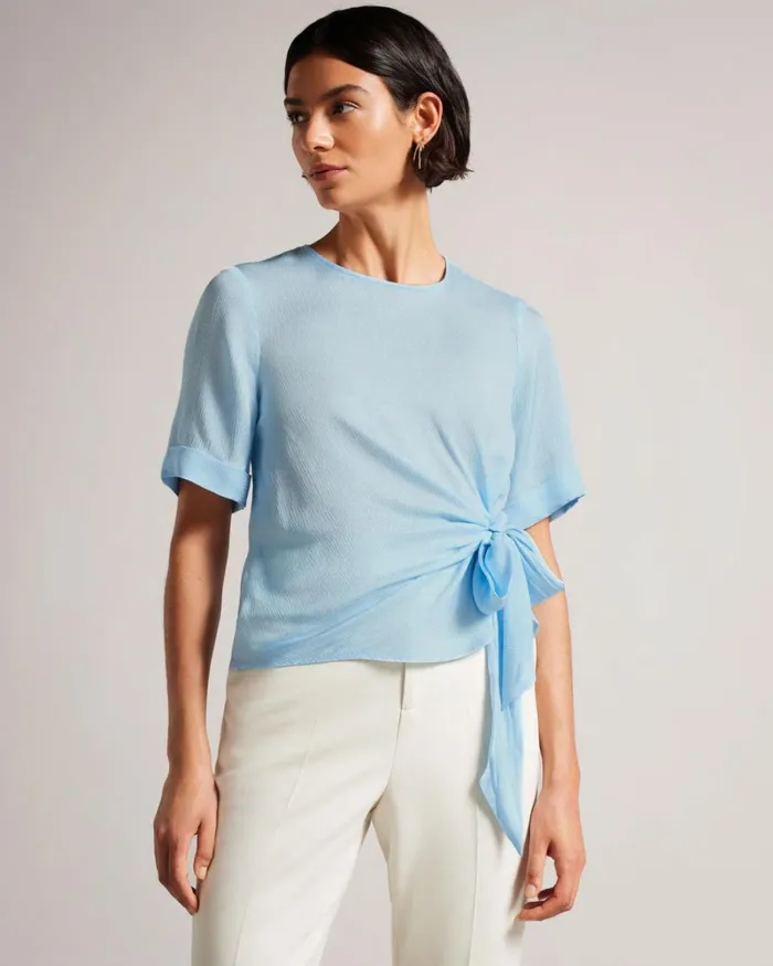Integral Tie TShirt Light Blue Women Ted Baker Clothing Integral Tie TShirt Light Blue Women Ted Baker Clothing