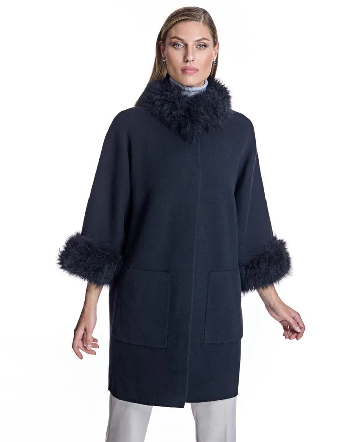 Jackets Women039s Maximilian Cashmere Kimono With Cashmere Goat Trim