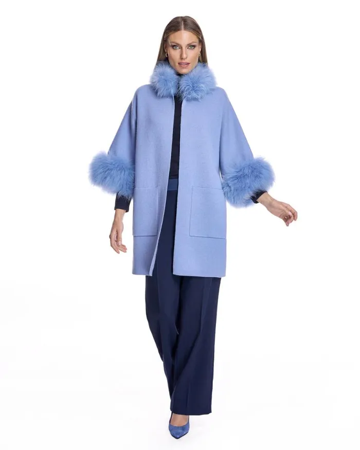 Jackets Women039s Maximilian Cashmere Kimono With Cashmere Goat Trim