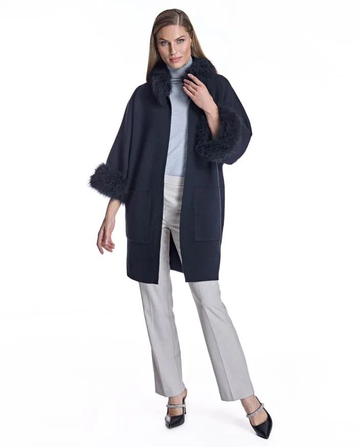 Jackets Women039s Maximilian Cashmere Kimono With Cashmere Goat Trim