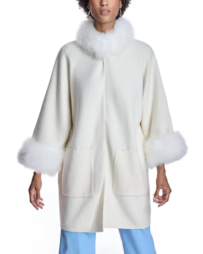 Jackets Women039s Maximilian Cashmere Kimono With Cashmere Goat Trim