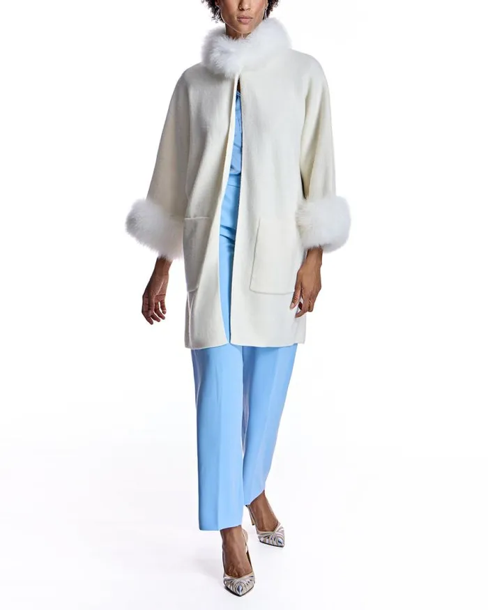 Jackets Women039s Maximilian Cashmere Kimono With Cashmere Goat Trim