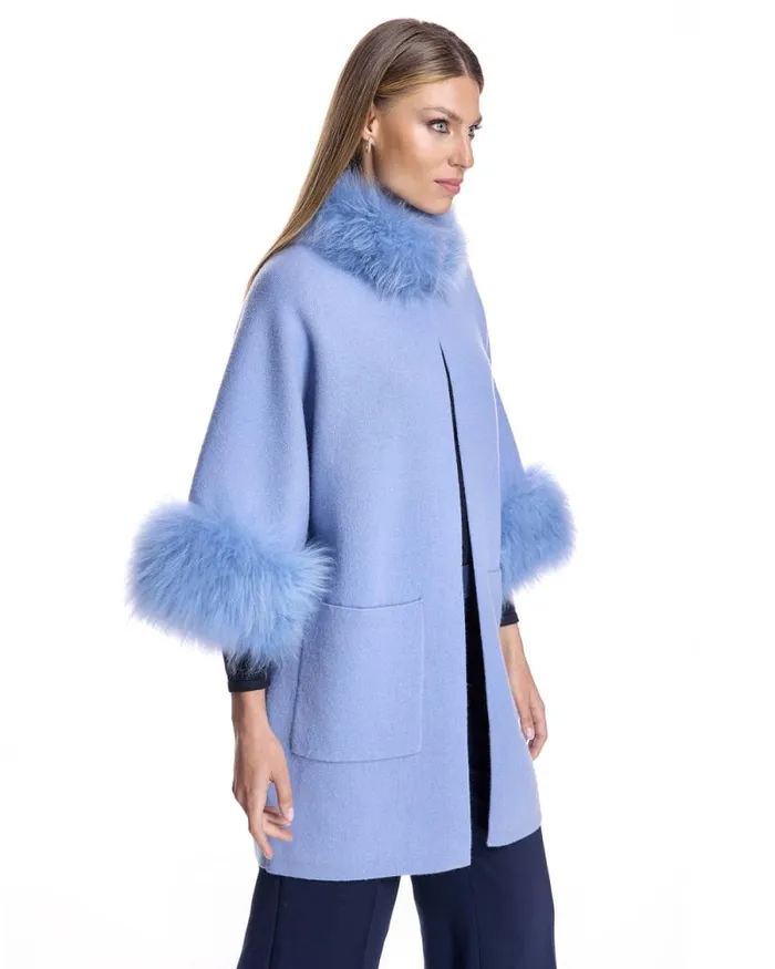 Jackets Women039s Maximilian Cashmere Kimono With Cashmere Goat Trim