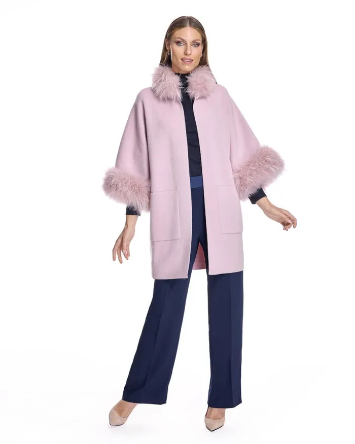 Jackets Women039s Maximilian Cashmere Kimono With Cashmere Goat Trim