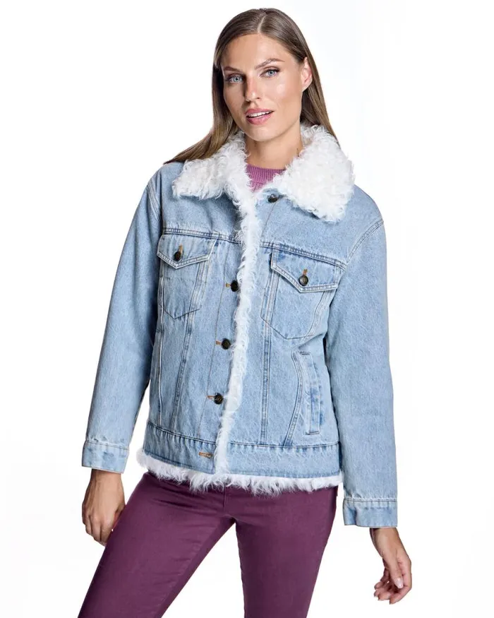Jackets Women039s Maximilian Denim Jacket With Kalgan Lamb Trim