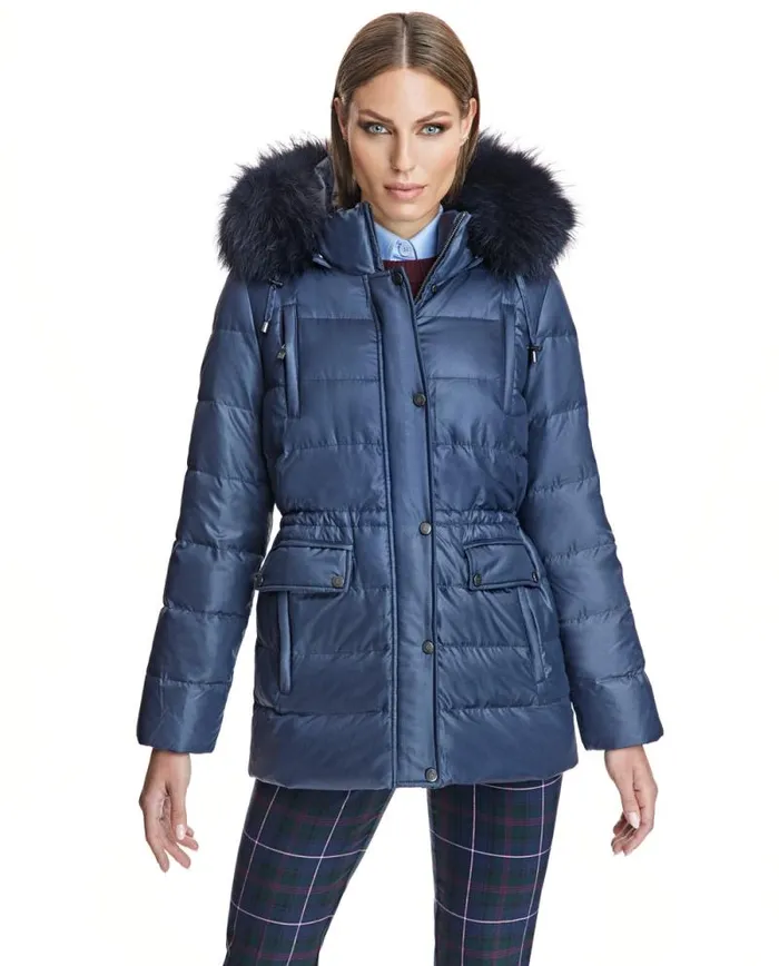 Jackets Women039s Maximilian Down Filled Polyester and Fox Trimmed Jacket