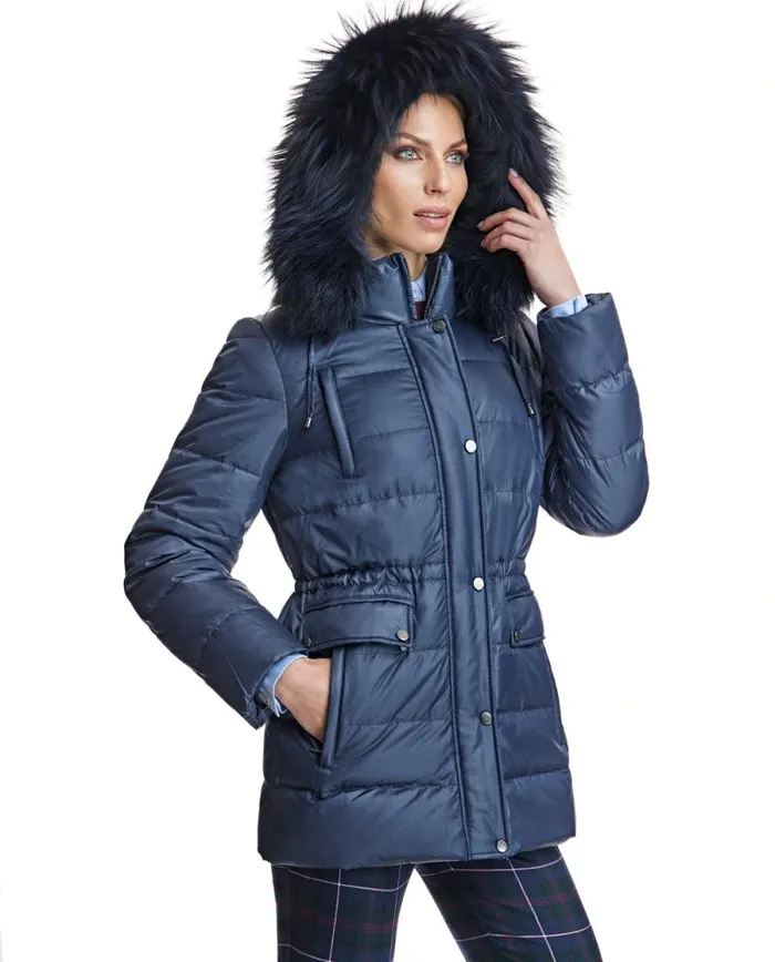 Jackets Women039s Maximilian Down Filled Polyester and Fox Trimmed Jacket