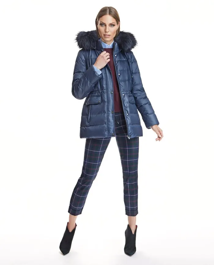 Jackets Women039s Maximilian Down Filled Polyester and Fox Trimmed Jacket