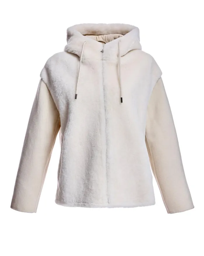 Jackets Women039s Maximilian Hooded Shearling And Wool Jacket